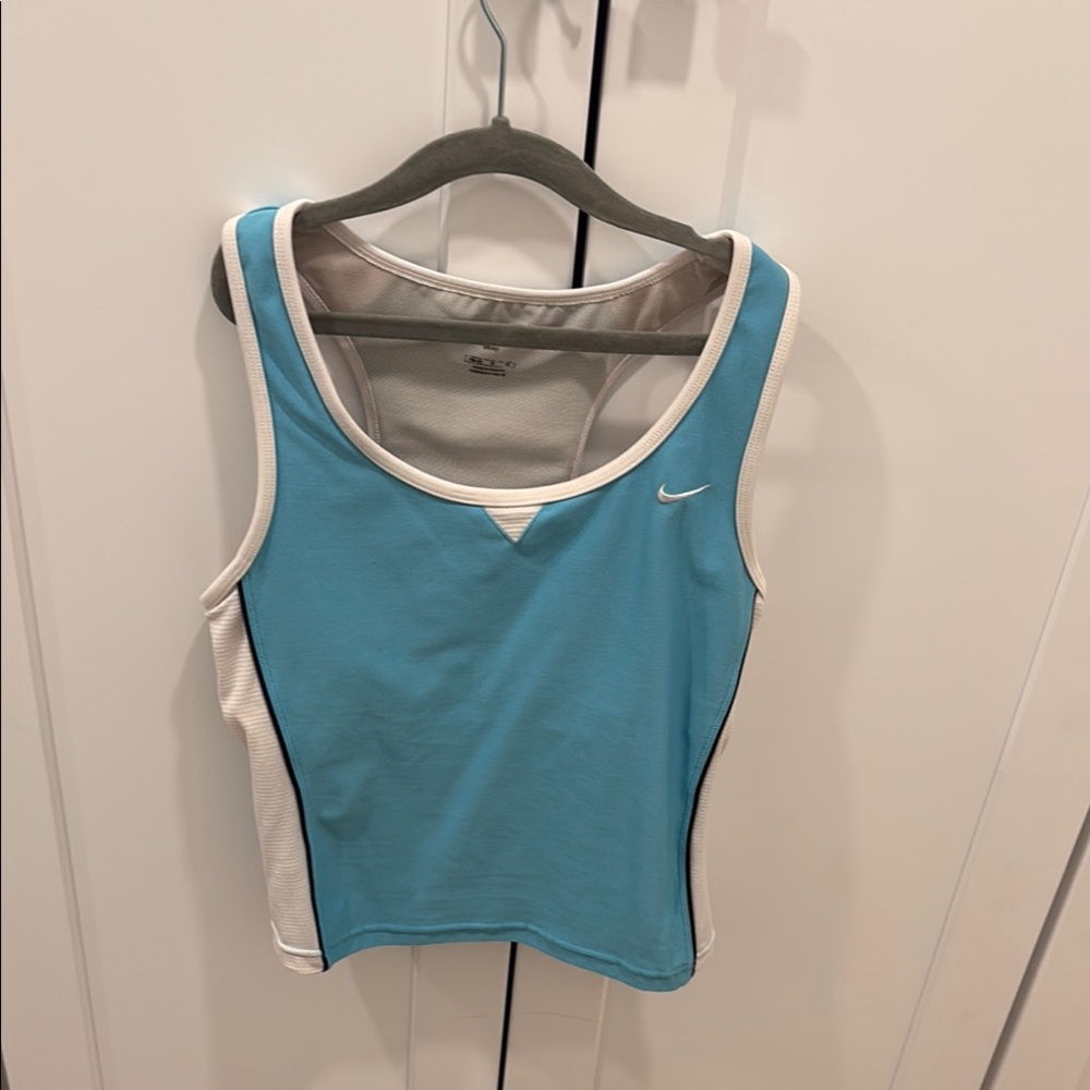 Vintage Nike Sky Blue and White Sports Tank